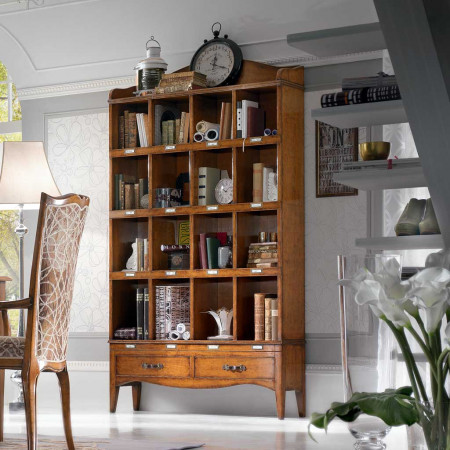 Libreria direttorio con 2 cassetti in legno di toulipier