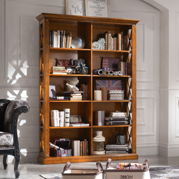 Libreria doppia con fianchi a croce in legno toulipier