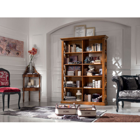 Libreria doppia con fianchi a croce in legno di toulipier