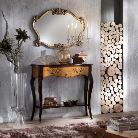 Specchiera con foglia bronzo, ambiente classico