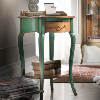 Portatelefono rotondo 1 cassetto legno sagomato