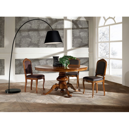 Tavolo rotondo 150 cm intarsio Iris ambiente elegante