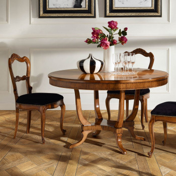 Tavolo rotondo 120 cm, basamento centrale in legno