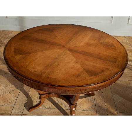 Tavolo rotondo 140 cm, dettaglio piano spina di pesce