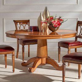 Tavolo rotondo 160 cm con gambone, decorazione spina pesce