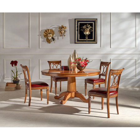 Tavolo rotondo 160 cm con gambone, decorazione spina pesce