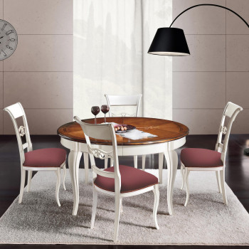 Tavolo rotondo con intarsio Venezia ambientato