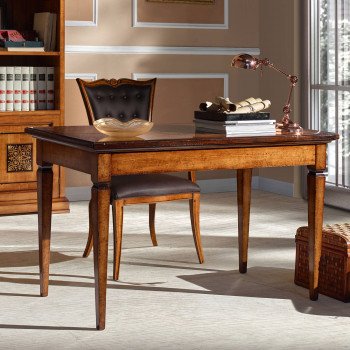 Scrittoio con intarsio Iris e gambe a spillo