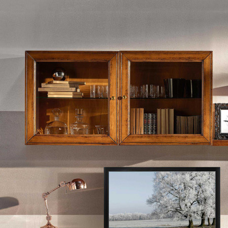 Composizione con pensili e porta TV legno toulipier e vetro