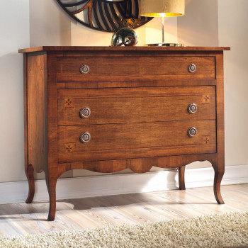 Como' noce con piuma, intarsi a stella sui cassetti