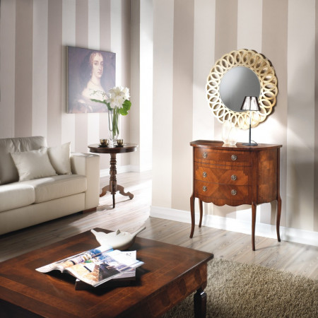 Credenzine 3 cassetti legno noce intarsi ambientale