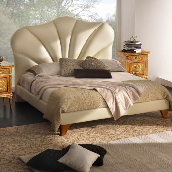 Letto Pearl imbottito king size con testata arricciata