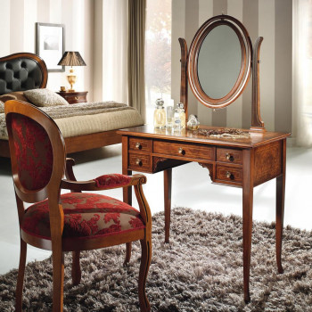 Scrittoio 5 cassetti con specchiera in legno pregiato