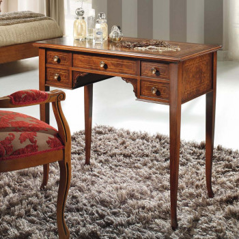 Scrittoio 5 cassetti in radica con gambe sagomate