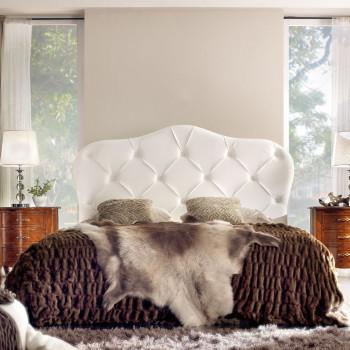 Letto diamond con testata imbottita e capitonnè bianco