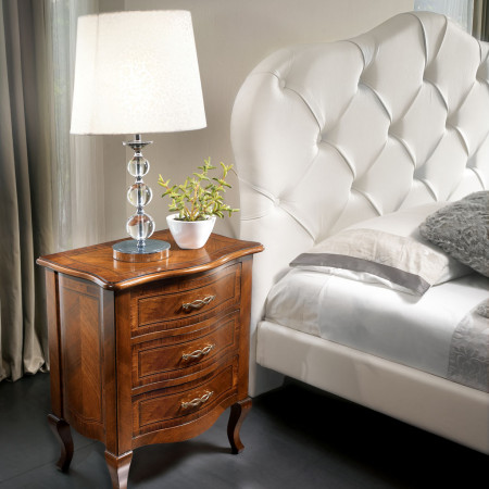 Letto Diamond testata imbottita capitonné, legno