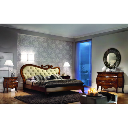 Letto Desire con testata capitonné e volute