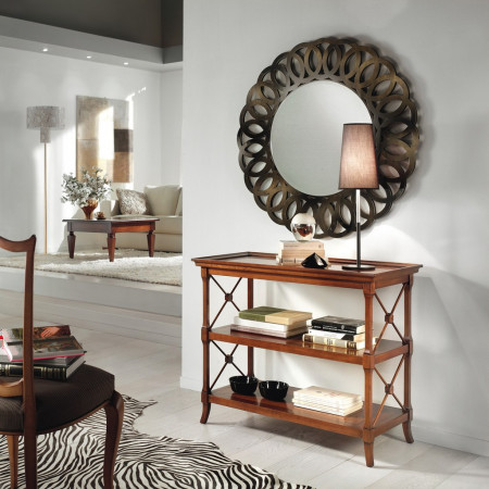 Etagere ciliegio con dettagli in legno intarsiato