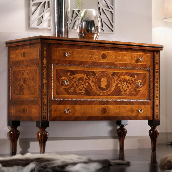 Comò Maggiolini Dante con intarsi e gambe tornite