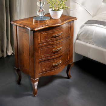 Comodino 700 legno noce intarsio spina pesce