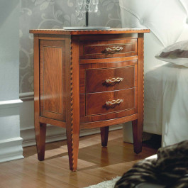 Comoncino sagomato noce 3 cassetti in ambiente moderno