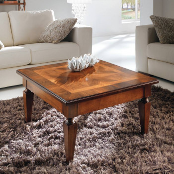 Tavolino da salotto 80x80 con piano intarsiato