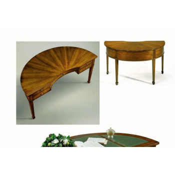 Scrivania con piano in noce intarsiato a ventaglio