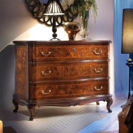 Letto 'Opera' con testata traforata floreale in legno