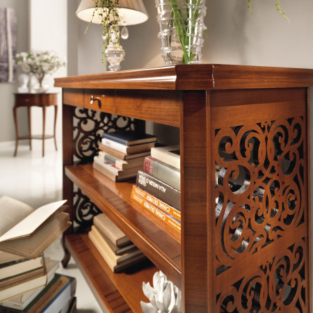 Etagere a 3 piani con fianchi traforati e cassetto