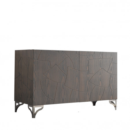 Madia moderna con gambe traforate e intaglio geometrico