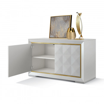 Madia 2 ante diamantate con profili in metallo dorato