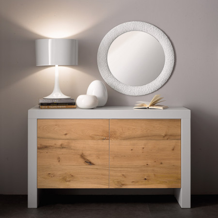 Specchiera rotonda bianca con cornice elegante