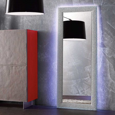 Specchiera con luci led, cornice in legno elegante