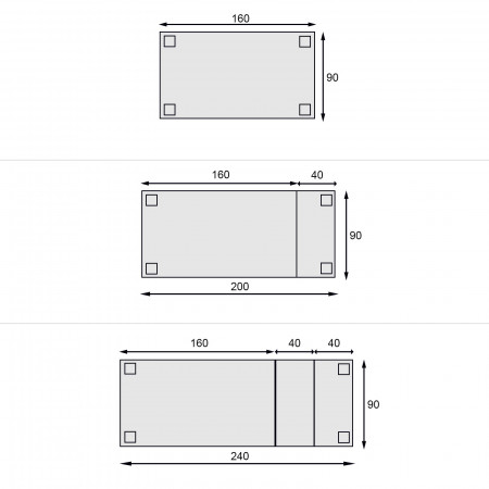 Tavolo rettangolare allungabile frassino 160/240x90