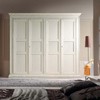 Armadio 4 ante battenti pannelli lisci in legno crema