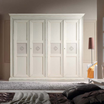Armadio laccato 4 ante con pannelli decorati