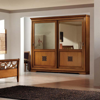 Armadio 2 ante traforato specchio bronzo in legno