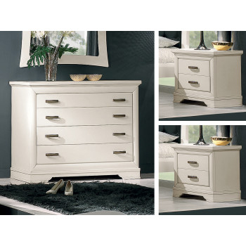 Gruppo comò e 2 comodini contemporaneo in legno chiaro