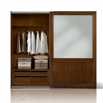 Armadio 2 ante scorrevoli con specchio liscio, interno dettagliato