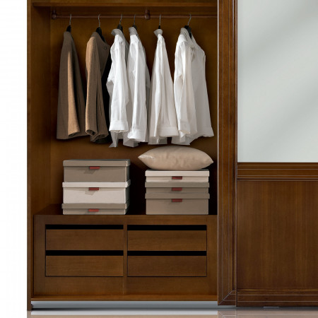 Interno armadio 2 ante scorrevoli con specchio, legno noce