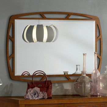 Specchiera rettangolare traforata classica in legno noce