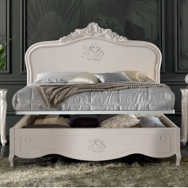 Letto Stella in legno con rosa e contenitore