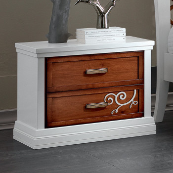 Comodino con 2 cassetti, dettaglio traforo destro