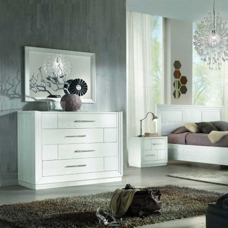 Letto con testata legno, moderno con dettaglio cassettiere