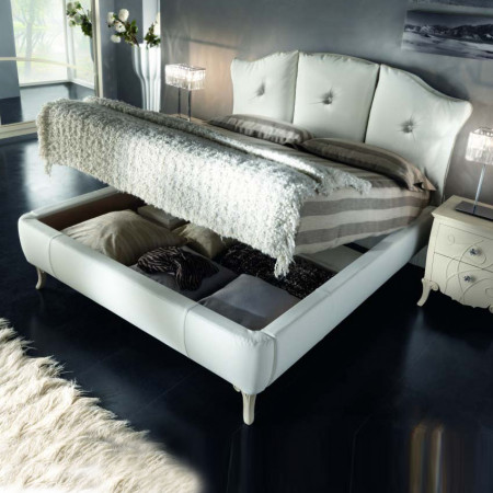 Letto matrimoniale con contenitore e swarovski, dettaglio testata