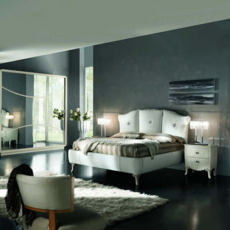 Letto matrimoniale con contenitore swarovski, vista moderna