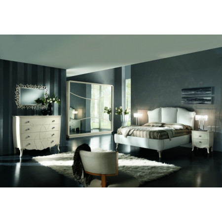 Letto matrimoniale ecopelle bianca con swarovski