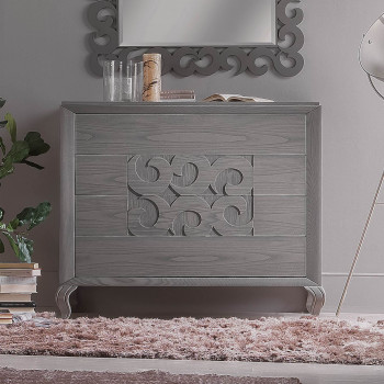 Como' 4 cassetti con trafori, dettaglio del frontale traforato