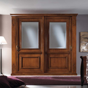 Armadio ante scorrevoli con specchi e intarsi