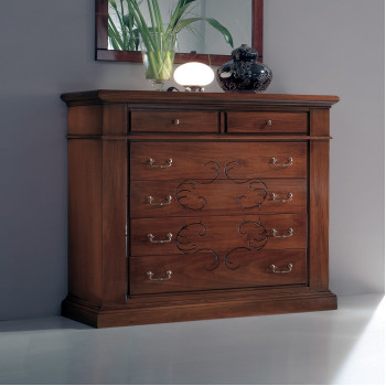 Como' 6 cassetti intagliato in legno massello